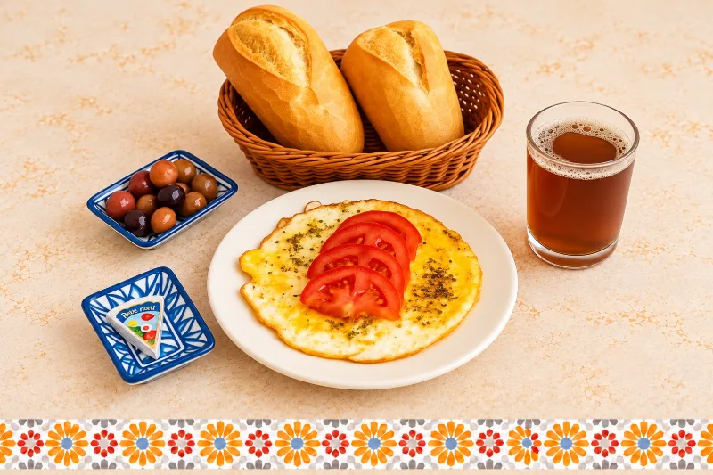 Moroccan Breakfast Omelette - authentic morning dish at AMLO Restaurant Qatar